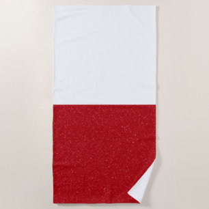 Custom Tomato Red & White Split Beach Towel