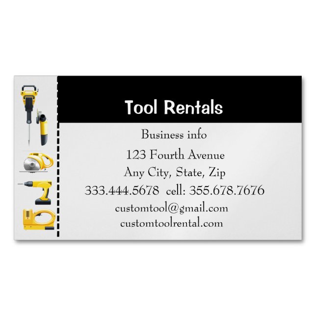 Custom Tool Equipment Rentals Business Card (Front)