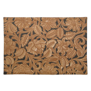 Custom tooled leather image on a place mat