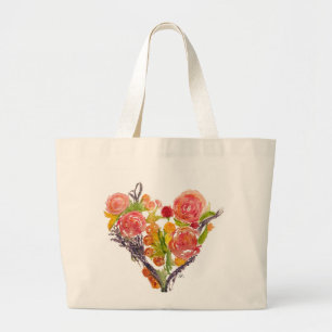 Custom Tote Bag  with watercolor heart
