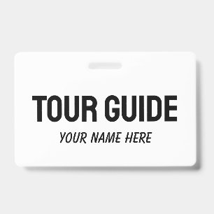Custom tour guide name badge with clip or string