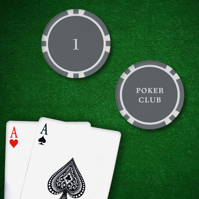 Custom Tournament Game Value 1 Grey Poker Chips (Poker Chips Grey Value 1)