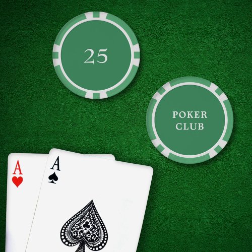 Custom Tournament Game Value 25 Green Poker Chips