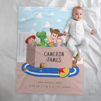 Custom Toy Story Baby Blanket Birth Stats