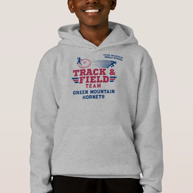 Custom Track and Field Team Club Name Number Hoodie (Front)