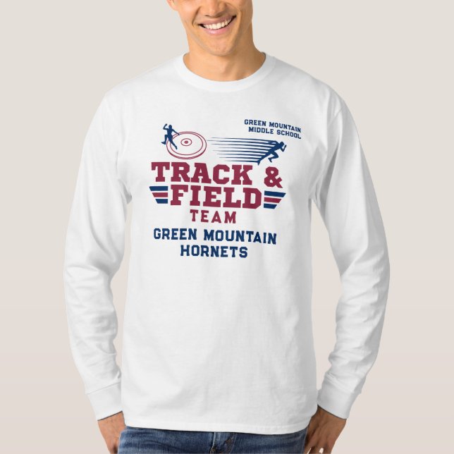 Custom Track and Field Team Club Name Number T-Shirt (Front)