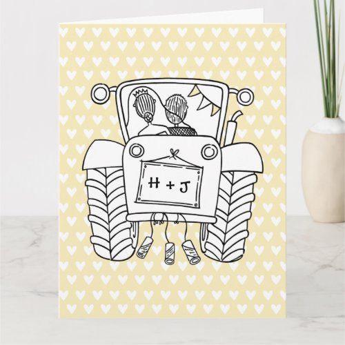 Custom Tractor Country Barn Rustic Wedding Card