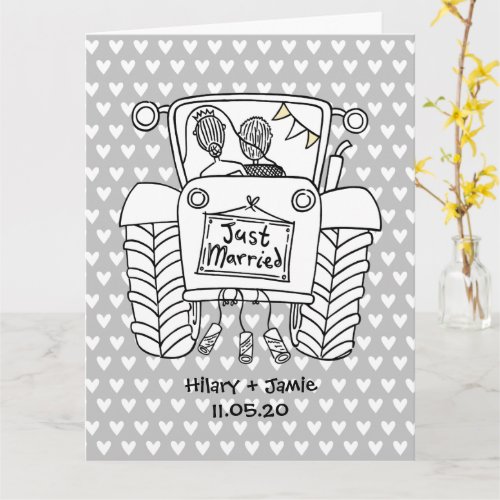 Custom Tractor Country Barn Rustic Wedding Card