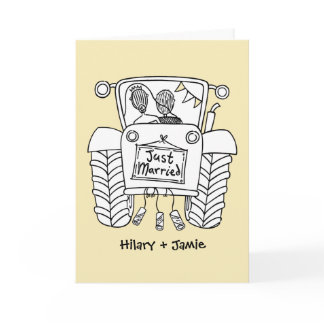 Custom Tractor Country Barn Rustic Wedding Card