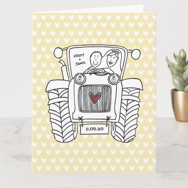 Custom Tractor Country Barn Rustic Wedding Card (Small Plant)