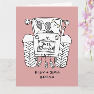 Custom Tractor Country Barn Rustic Wedding Card