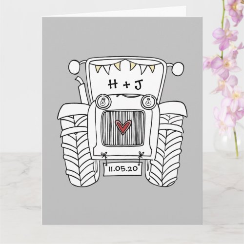 Custom Tractor Country Barn Rustic Wedding Card