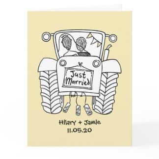 Custom Tractor Country Barn Rustic Wedding Card