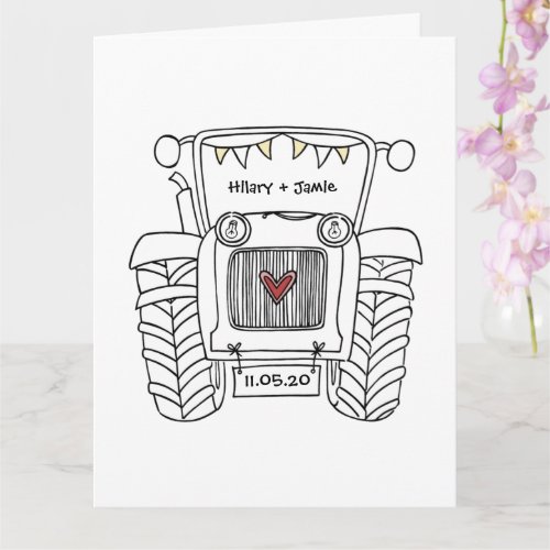 Custom Tractor Country Barn Rustic Wedding Card