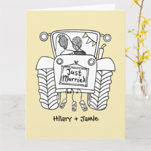 Custom Tractor Country Barn Rustic Wedding Card
