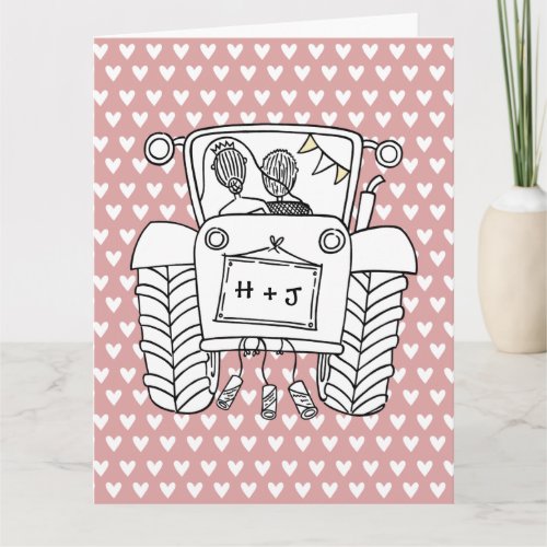 Custom Tractor Country Barn Rustic Wedding Card