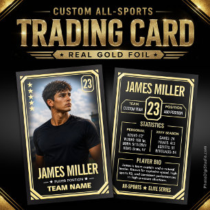 Custom Trading Card, Elite Black Gold Foil Card
