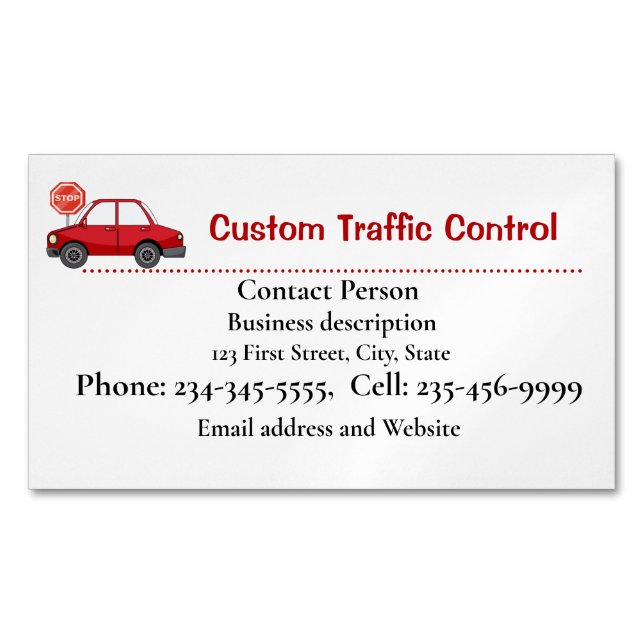 Custom Traffic Control Flag Person Contractor Busi Business Card Magnet (Front)