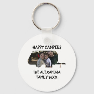 Custom trailer caravan family photo happy campers keychain