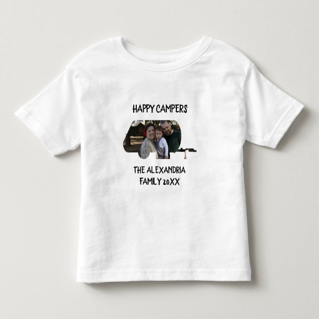 Custom trailer caravan family photo happy campers toddler t-shirt (Front)