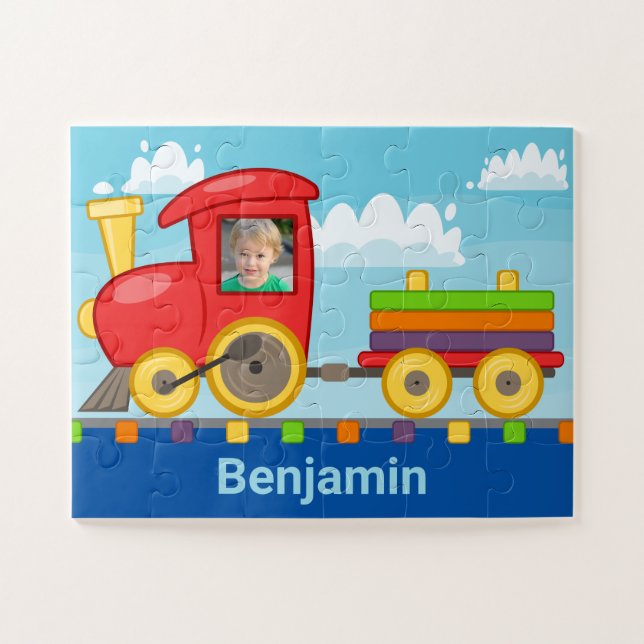 Custom Train with Childs Photo Jigsaw Puzzle (Horizontal)