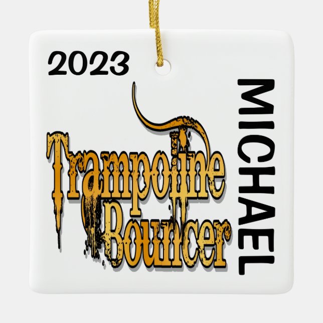 CUSTOM Trampoline Bouncer Ceramic Ornament (Front)