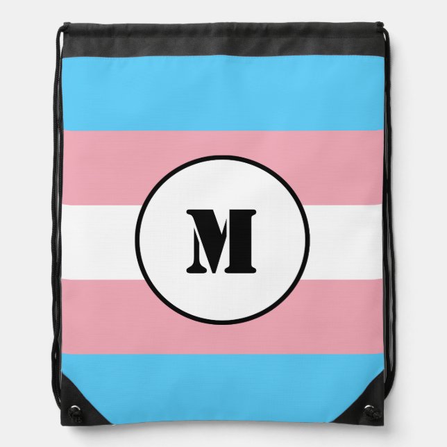 Custom Transgender flag Drawstring Backpack (Front)