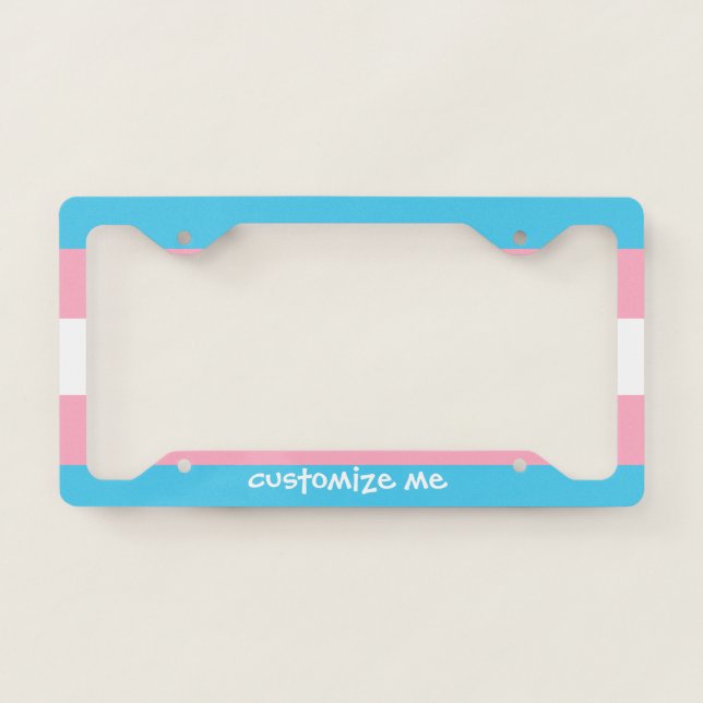 Custom Transgender Pride Flag License Plate Frame (Front)