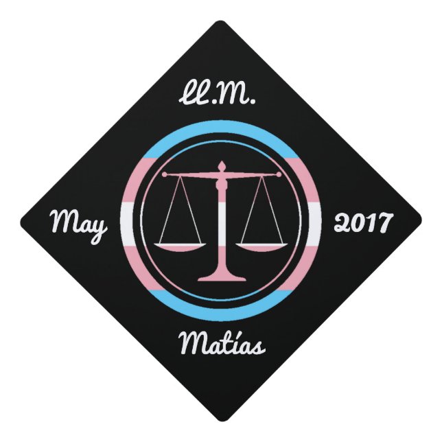 Custom Transgender Pride Legal Symbol Scales Graduation Cap Topper (Front)