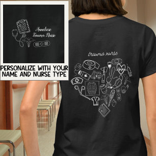 Custom Trauma Nurse Pocket Name & Heart Medical T-Shirt