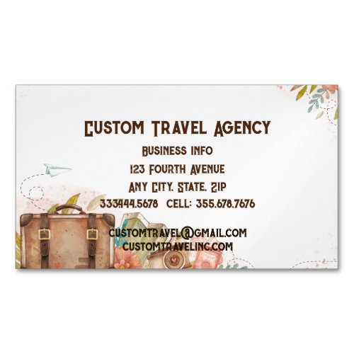 Custom Travel Agency Cruise Vacations  Business Ca Business Card Magnet