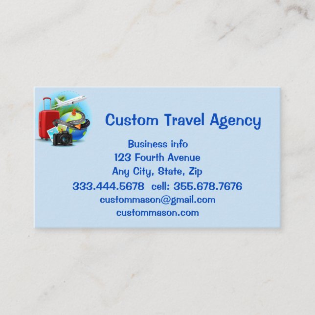 Custom Travel Agency Cruise Vacations Business Card (Front)