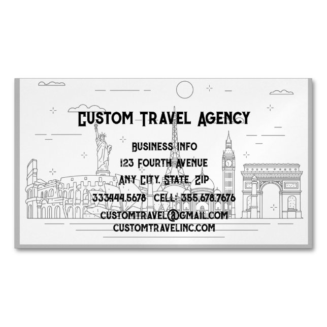 Custom Travel Agency Cruise Vacations Business  Card Magnet (Front)