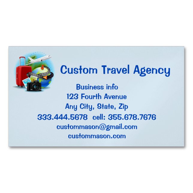 Custom Travel Agency Cruise Vacations  Business Card Magnet (Front)