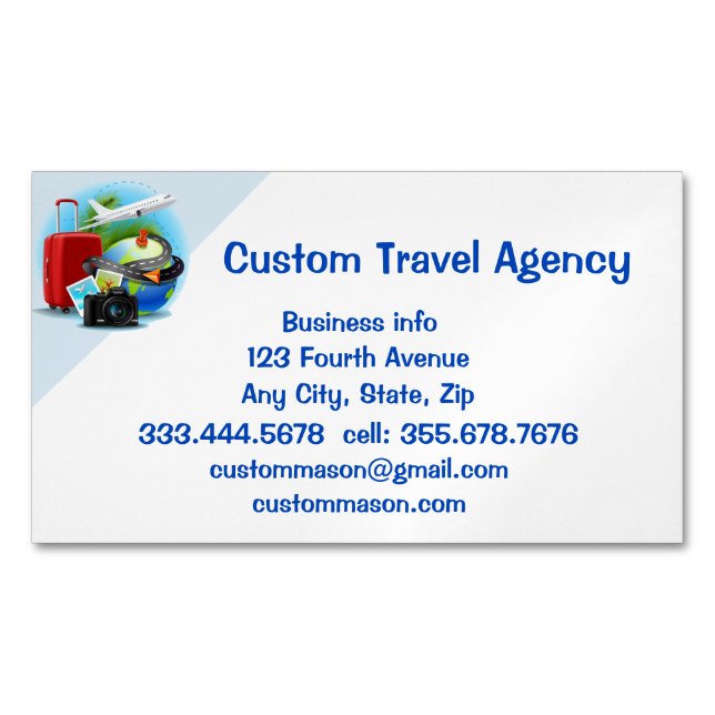 Custom Travel Agency Cruise Vacations  Business Card Magnet (Front)