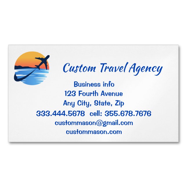 Custom Travel Agency Cruise Vacations  Business Card Magnet (Front)