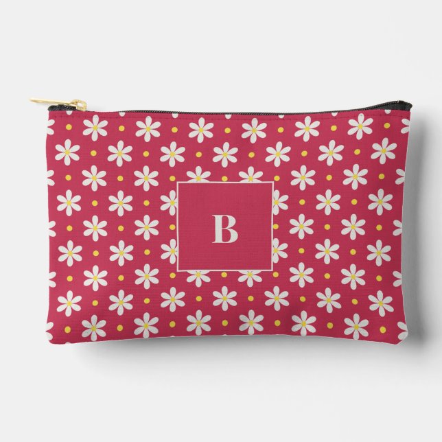 Custom Travel Gift for Women Personalized Daisy Accessory Pouch (Front)