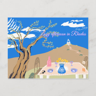 Custom Travel Greek afternoon olive tree scenery Holiday Postcard