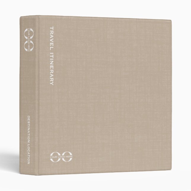 Custom Travel Itinerary Binder Travel Company Logo (Front/Spine)