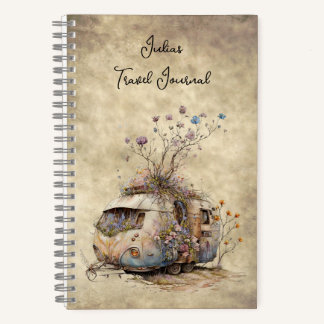 Custom Travel Journal Flower Camper Trailer