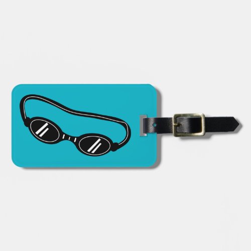 Custom travel luggage tag with swimming goggles
