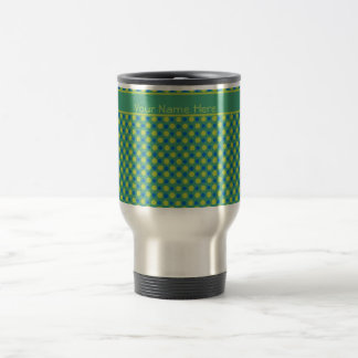 Custom Travel Mug, Blue and Green Polka Dots Mug