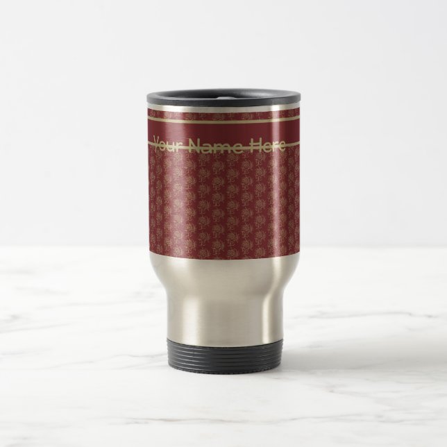 Custom Travel Mug, Maroon Mini-print Travel Mug (Center)