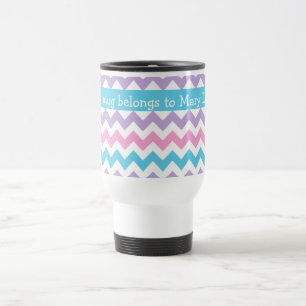 Custom Travel Mug, Pastel Color Chevrons Mug