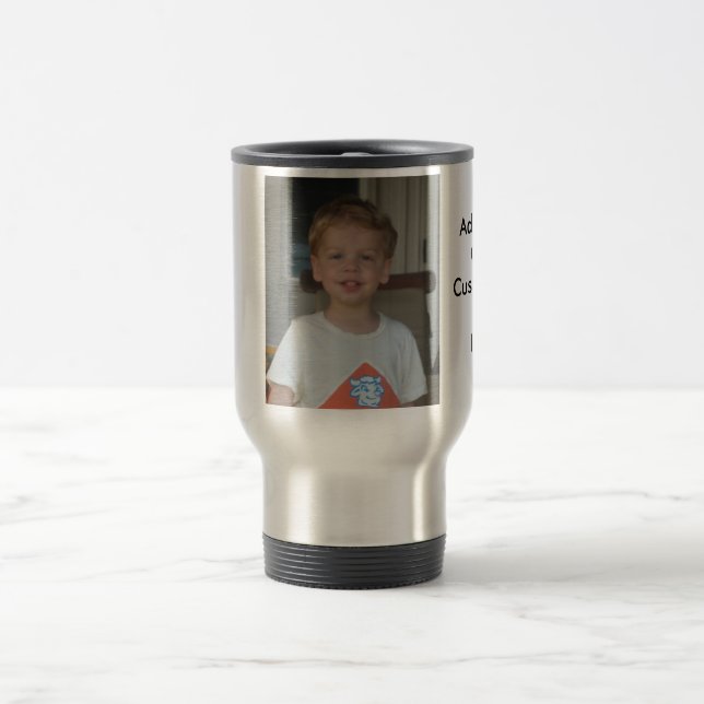 Custom Travel Mug With Picture and Text (Center)