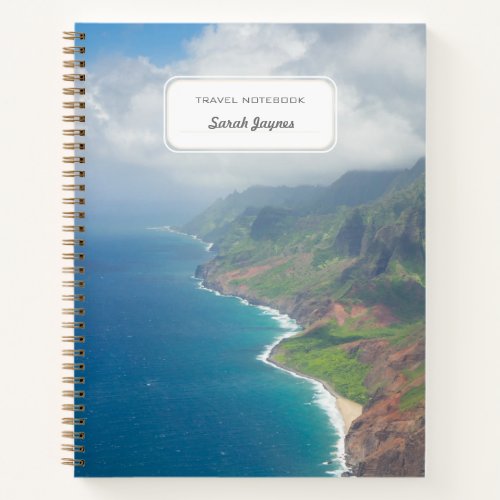 Custom Travel Notebook Kauai Hawaii Beach Photo