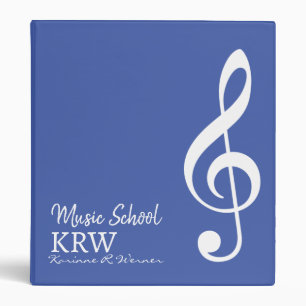 Custom Treble Clef Musical Note Medium Blue 3 Ring Binder
