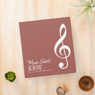Custom Treble Clef Musical Note redwood 3 Ring Binder