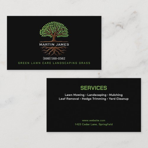 Custom Tree Services Lawn Care Landscaping Brandin Business Card