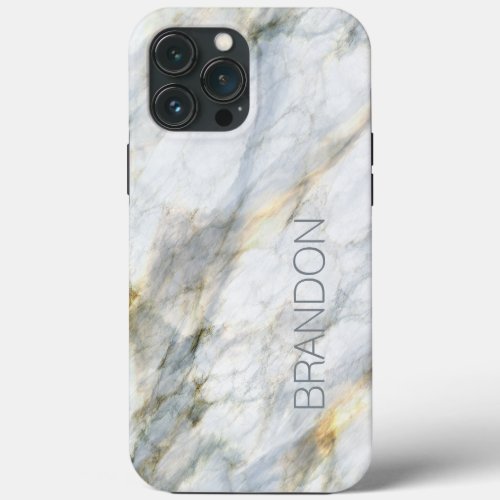 Custom Trendy Blue Gray Brown Marble Stone Texture iPhone 13 Pro Max Case